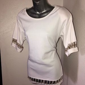 Brand New Women’s Short Sleeve Top With Beads!
